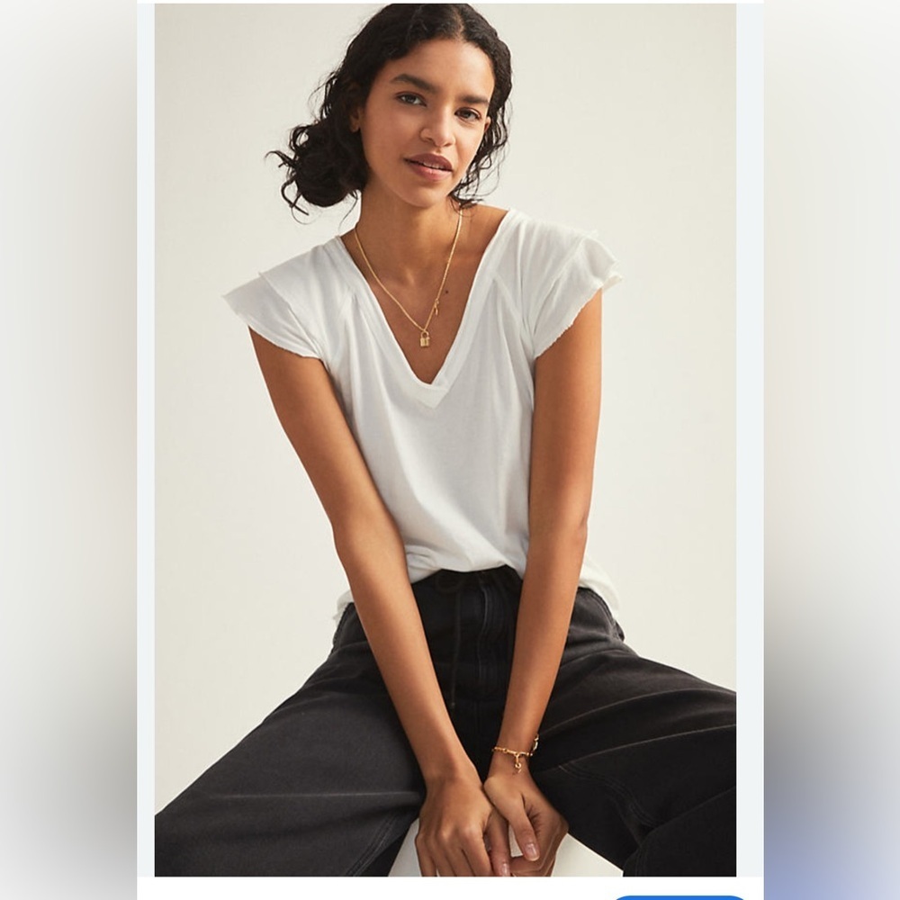 Maeve Ivory Flutter Sleeve V-Neck Blouse
